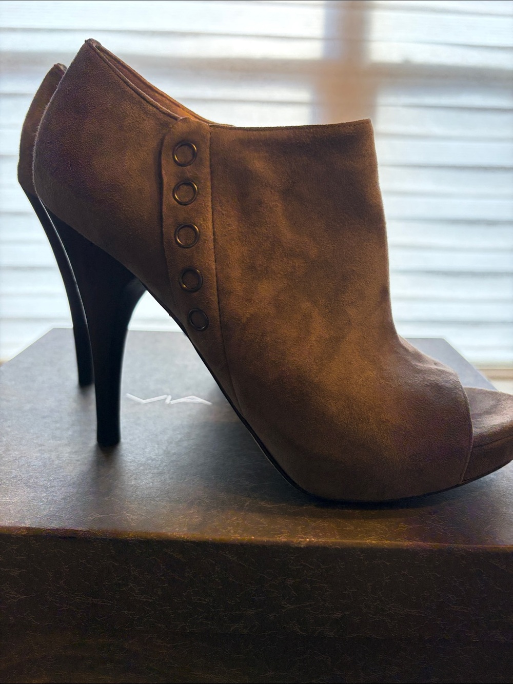Women's Brown Suede Peep-To